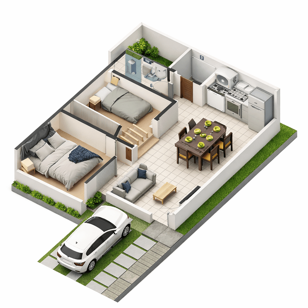 Plano Departamento Cuadruplex Isometrico